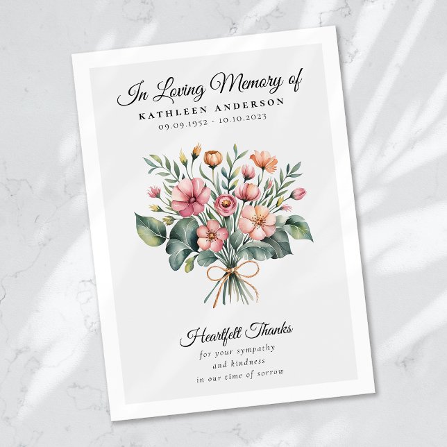 Tarjeta De Agradecimiento Monumento al funeral de Boho Floral (Subido por el creador)