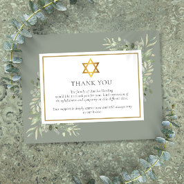 Tarjeta De Agradecimiento Monumento al Funeral Judío Foliage Estrella De Oro