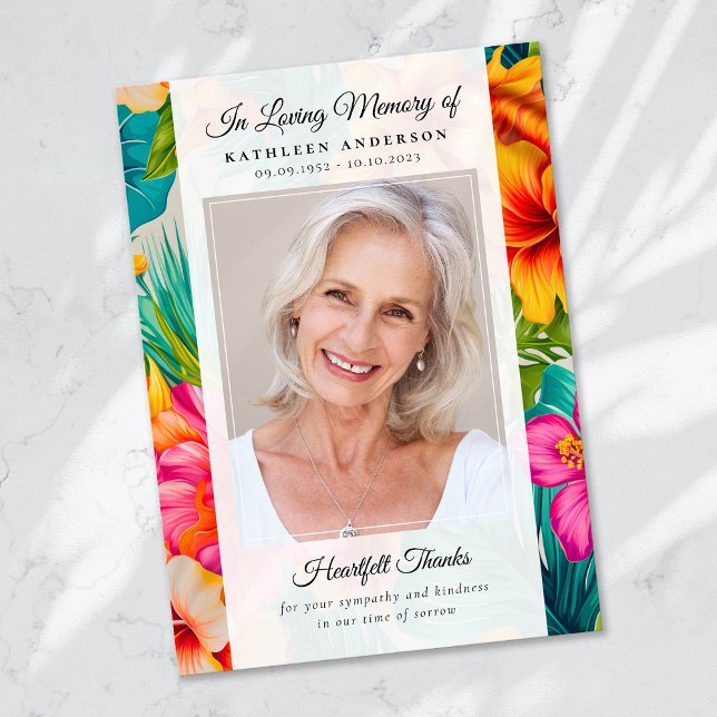 Tarjeta De Agradecimiento Monumento al funeral Keepsake de la flor tropical (Subido por el creador)