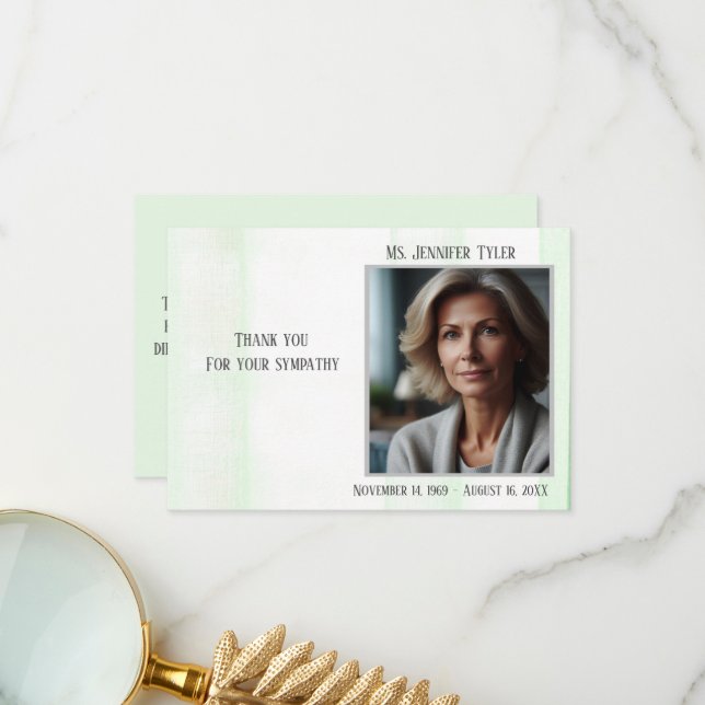 Tarjeta De Agradecimiento Monumento al funeral verde de la familia (Anverso/Reverso In Situ)