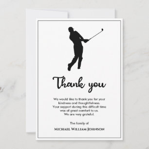 Tarjeta De Agradecimiento Monumento al Jugador de Golf Blanco Y Negro