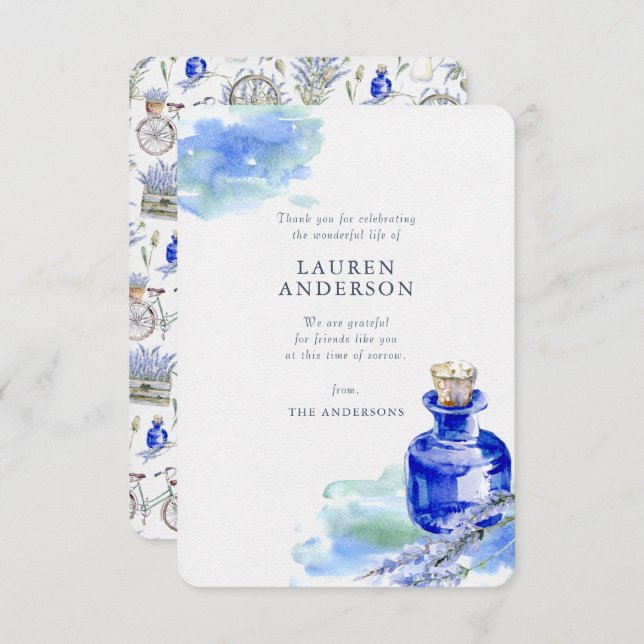 Tarjeta De Agradecimiento Monumento al País Lavanda Rústica Botánica Floral (Anverso / Reverso)