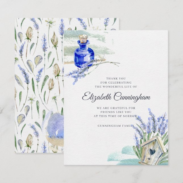 Tarjeta De Agradecimiento Monumento al País Lavanda Rústica Botánica Floral (Anverso / Reverso)