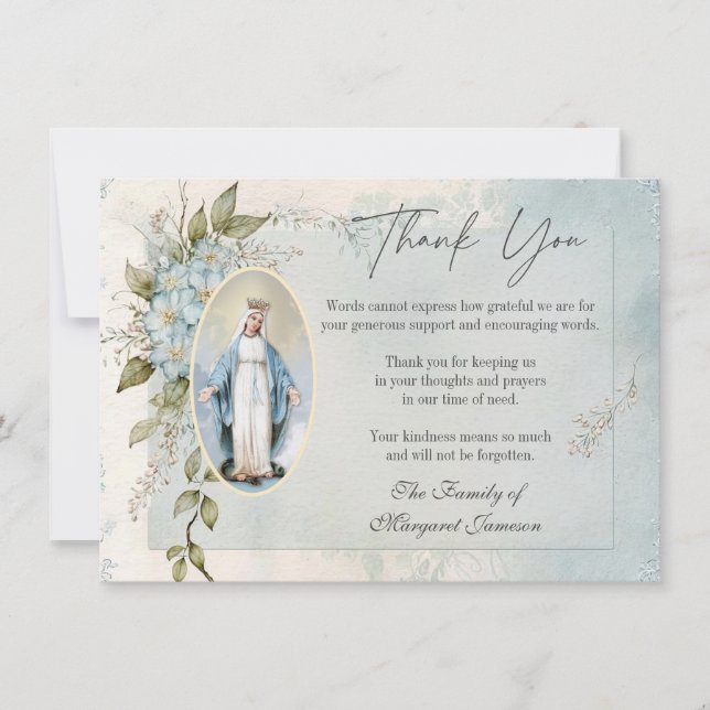 Tarjeta De Agradecimiento Monumento conmemorativo católico a la Virgen María (Anverso)