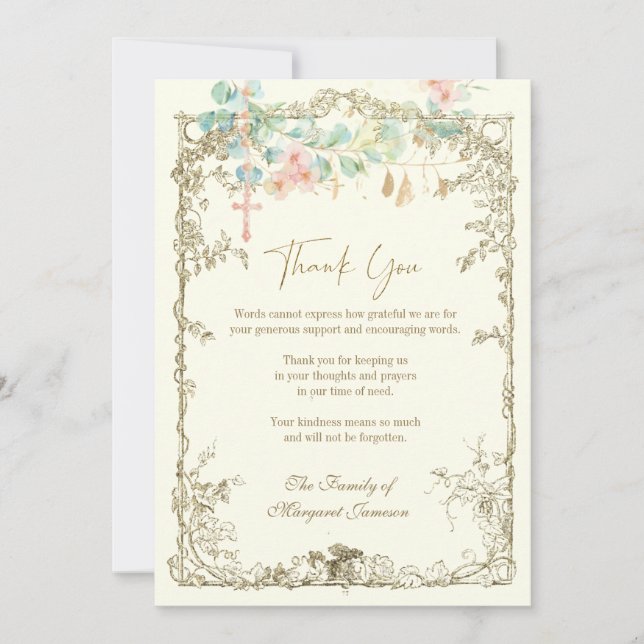 Tarjeta De Agradecimiento Monumento conmemorativo católico Rosary Floral (Anverso)