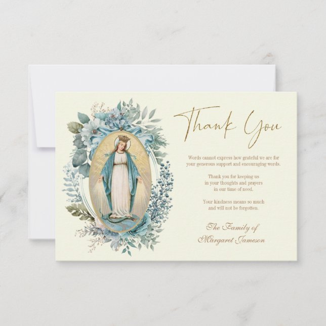 Tarjeta De Agradecimiento Monumento conmemorativo de la Virgen María Floral (Anverso)
