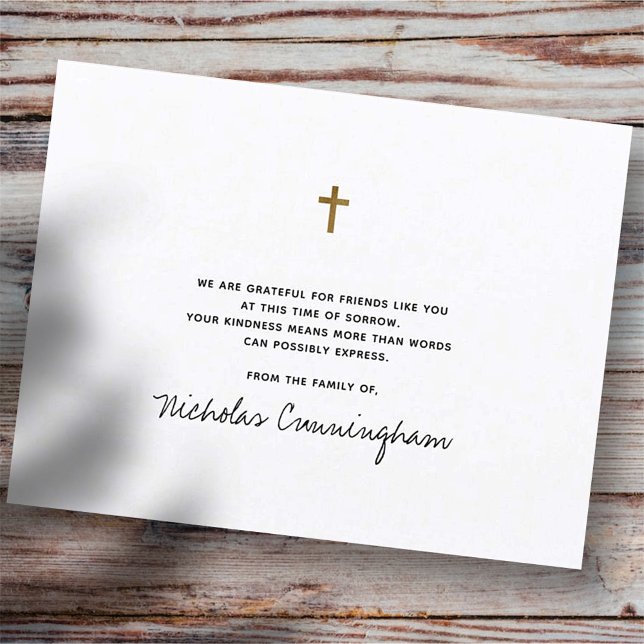 Tarjeta De Agradecimiento Monumento conmemorativo moderno simple cruz de oro (Subido por el creador)