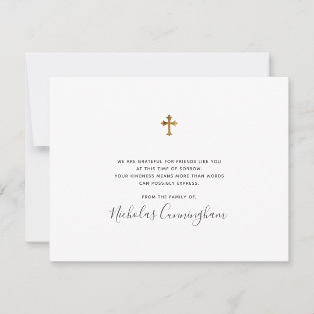 Tarjeta De Agradecimiento Monumento moderno Ornate Faux Gold Cross (Anverso)