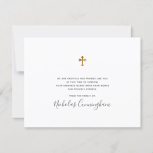 Tarjeta De Agradecimiento Monumento moderno Ornate Faux Gold Cross