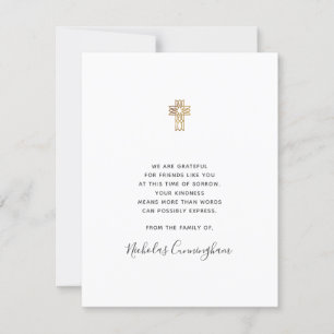 Tarjeta De Agradecimiento Monumento moderno Ornate Gold Cross