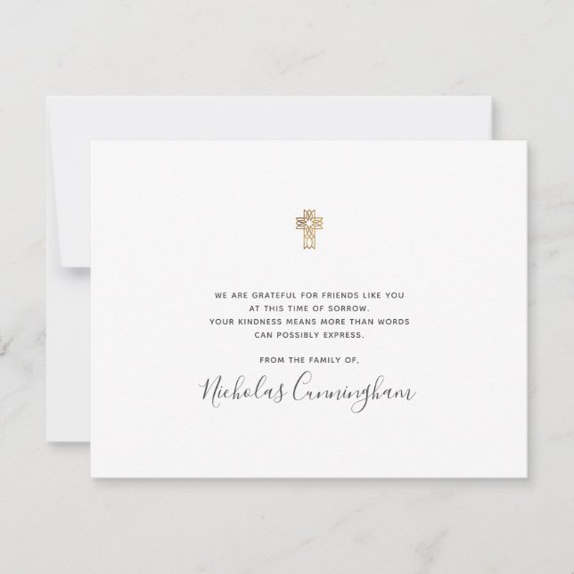 Tarjeta De Agradecimiento Monumento moderno Ornate Gold Cross (Anverso)