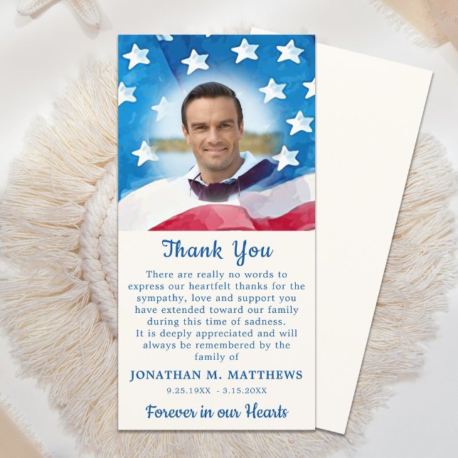 Tarjeta De Agradecimiento Monumento Patriótico Bandera Americana Funeral Mil (Subido por el creador)