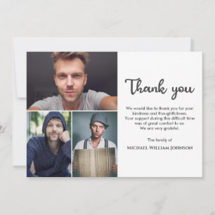 Tarjeta De Agradecimiento Monumento único al funeral de Collage de fotos de 