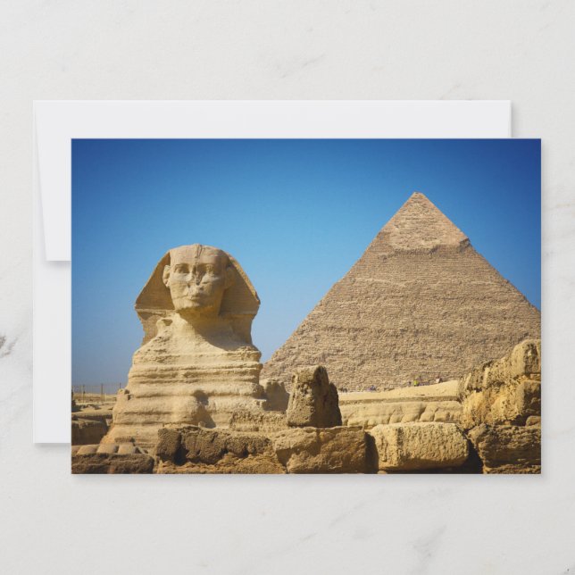 Tarjeta De Agradecimiento Monumentos | Esfinge y pirámide de Egipto (Anverso)