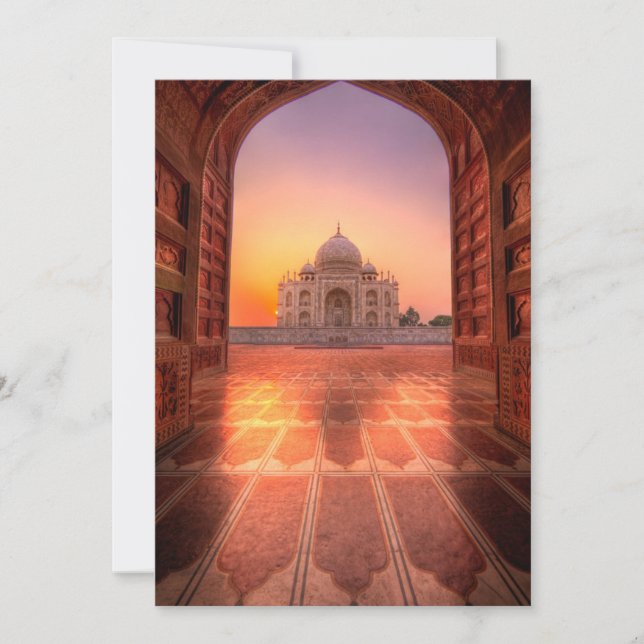 Tarjeta De Agradecimiento Monumentos | Taj Mahal, India al atardecer (Anverso)