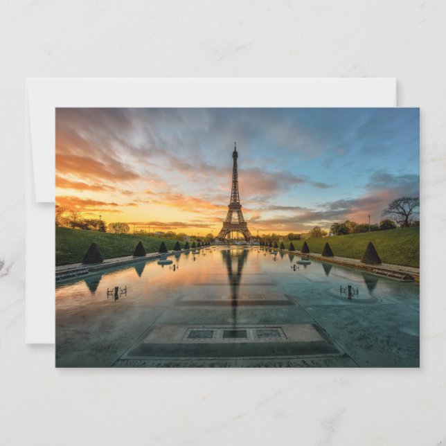 Tarjeta De Agradecimiento Monumentos | Torre Eiffel al amanecer (Anverso)
