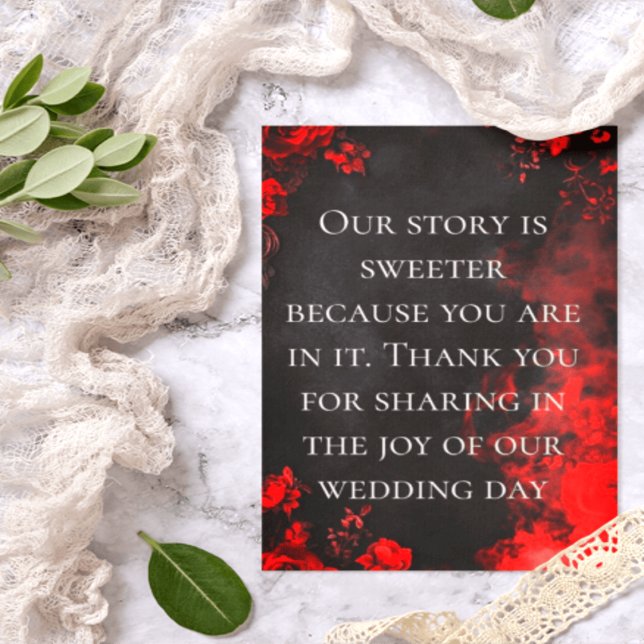 Tarjeta De Agradecimiento Moody Dark Red Rose Wedding Thank You Note (Subido por el creador)