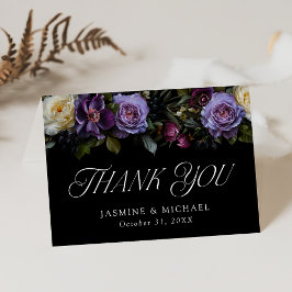 Tarjeta De Agradecimiento Moody Gothic Floral Boda