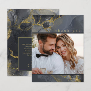 Tarjeta De Agradecimiento Moody Ink Carbón Dorado Abstracto Gracias ID988