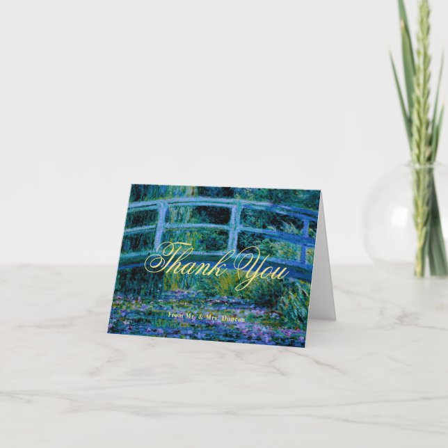 Tarjeta De Agradecimiento Moody Jewel Tones Monet Lily Pond Fine Art Wedding (Anverso)