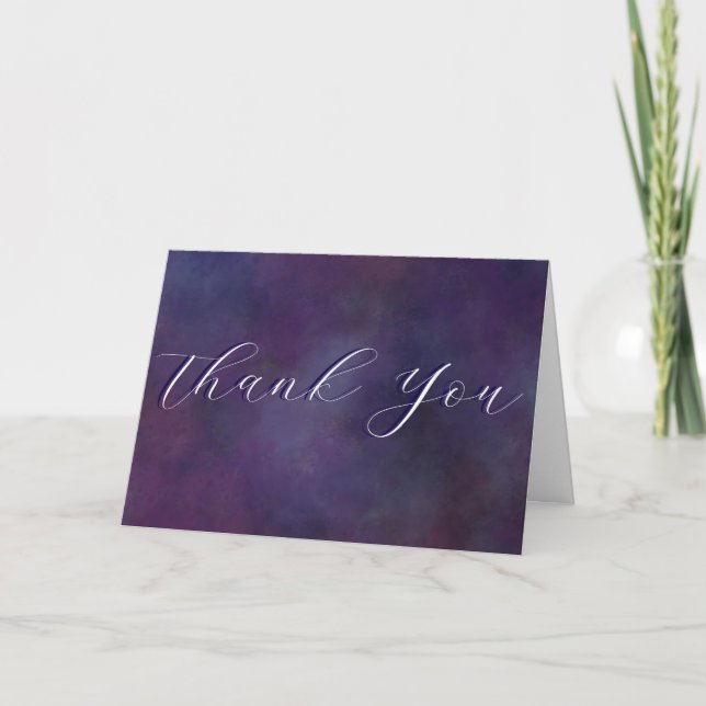 Tarjeta De Agradecimiento Moody Painterly Dark Purple Simple Calligraphy (Anverso)