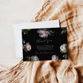 Tarjeta De Agradecimiento Moody Peony Dark Floral Baby Shower