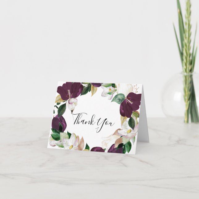 Tarjeta De Agradecimiento Moody Purple Blooms (Anverso)