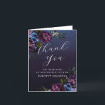 Tarjeta De Agradecimiento Moody Purple Flowers 40th Birthday Gracias<br><div class="desc">Una hermosa y elegante tarjeta de agradecimiento diseñada especialmente para un fiesta de 40 años. Las elegantes brotes florales contienen rosas rústicas violetas y peonías con copas de azul, blanco y rosa. Forma parte de la colección Moody Purple Flowers. Contiene todos los artículos que necesita para crear una suite de...</div>
