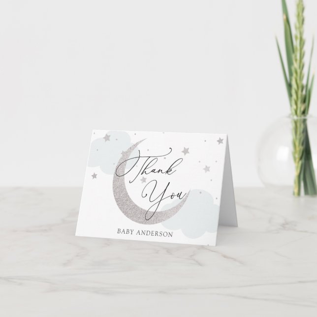Tarjeta De Agradecimiento Moon and Stars Baby Shower Gracias (Anverso)
