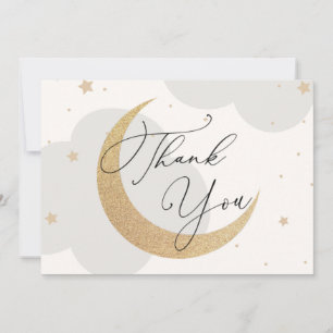 Tarjeta De Agradecimiento Moon and Stars Grey Baby Shower Gracias