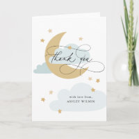 Moon and Stars Matan Blue Script Baby Shower Graci