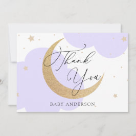 Tarjeta De Agradecimiento Moon and Stars Purple Baby Shower Thank You