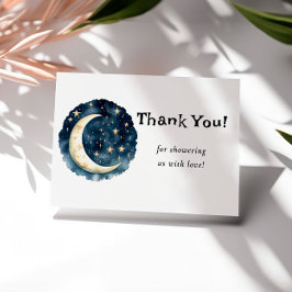 Tarjeta De Agradecimiento Moon Baby Shower Stars Space Gracias