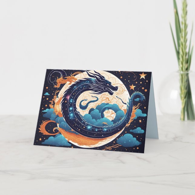 Tarjeta De Agradecimiento moon dragon greeting card (Anverso)