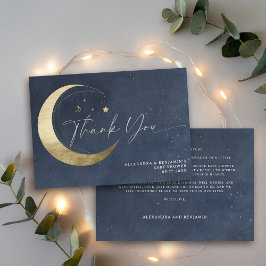 Tarjeta De Agradecimiento Moon Stars Starry Night Twinkle Navy Baby Shower