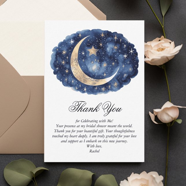 Tarjeta De Agradecimiento Moon & Stars Tema Celestial Ducha de novias (Subido por el creador)