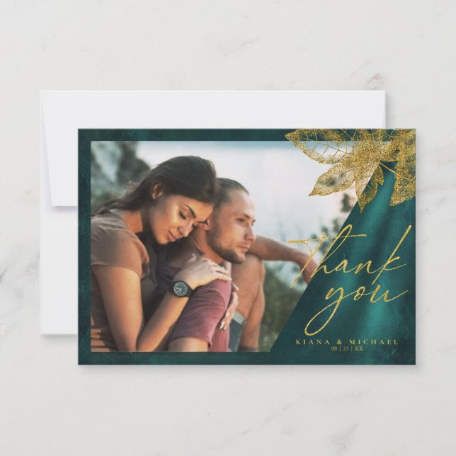 Tarjeta De Agradecimiento Moonlight Romance Boda Emerald Green ID881 (Anverso)