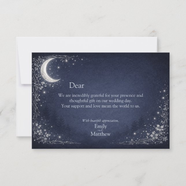 Tarjeta De Agradecimiento Moonlit Grove Celestial Woodland Wedding (Anverso)