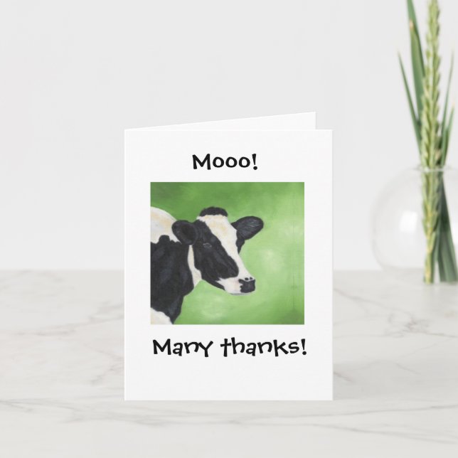 Tarjeta De Agradecimiento ¡Mooo! La vaca le agradece Notecard (Anverso)