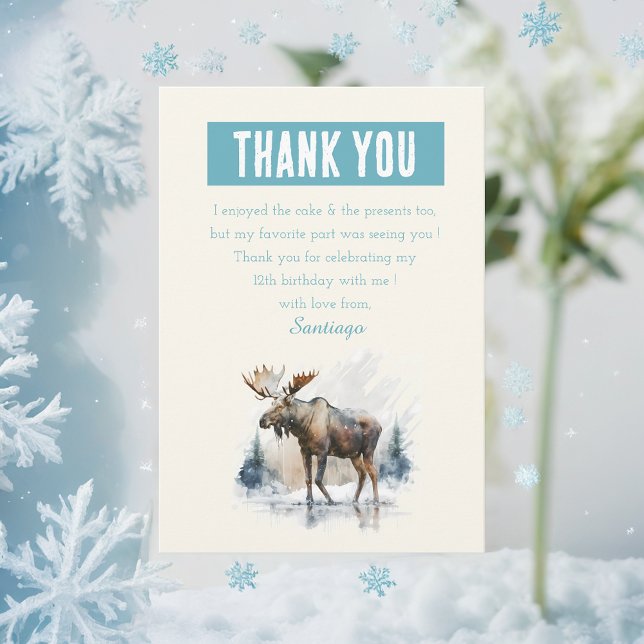Tarjeta De Agradecimiento Moose acuarela de invierno - Cumpleaños (Subido por el creador)