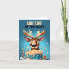 Tarjeta De Agradecimiento Moose and Birday Cake Cute Moose