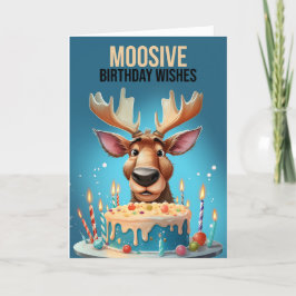 Tarjeta De Agradecimiento Moose and Birday Cake Cute Moose