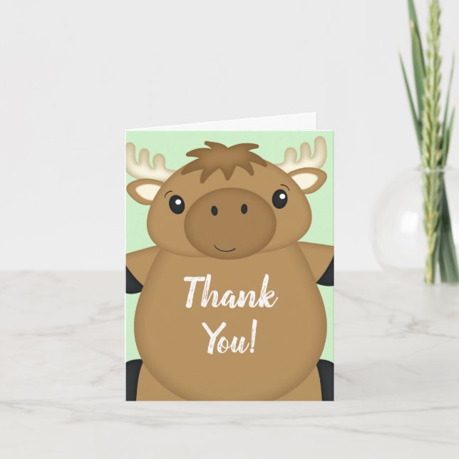 Tarjeta De Agradecimiento Moose Baby Shower (Anverso)