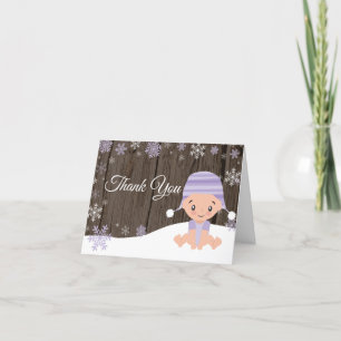 Tarjeta De Agradecimiento Morado de bebé de copo de nieve de invierno ruso