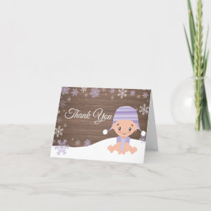 Tarjeta De Agradecimiento Morado de bebé de copo de nieve de invierno ruso