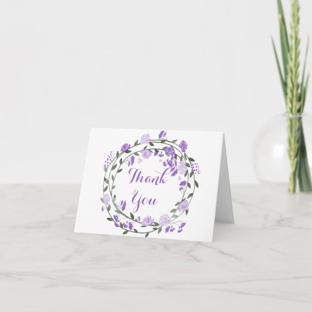 Tarjeta De Agradecimiento Morado Floral (Anverso)