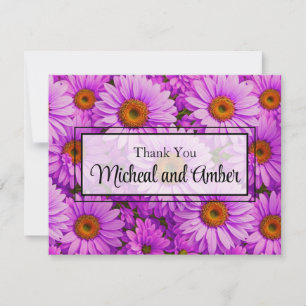 Tarjeta De Agradecimiento Morado magenta girasol floral marrón marrón marrón