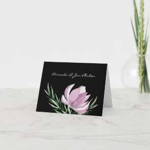 Tarjeta De Agradecimiento Morado Magnolia Floral acuarela