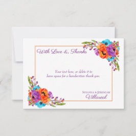 Tarjeta De Agradecimiento Morado Naranja Floral acuarela Gracias Foto