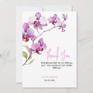 Tarjeta De Agradecimiento Morado Orquídea Florecimiento Cumpleaños Gracias